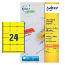 Avery L6035-20 Yellow Removable Labels 20 sheets - 24 Labels per sheet Avery L6035-20 Yellow Removable Labels 20 sheets - 24 Labels per sheet