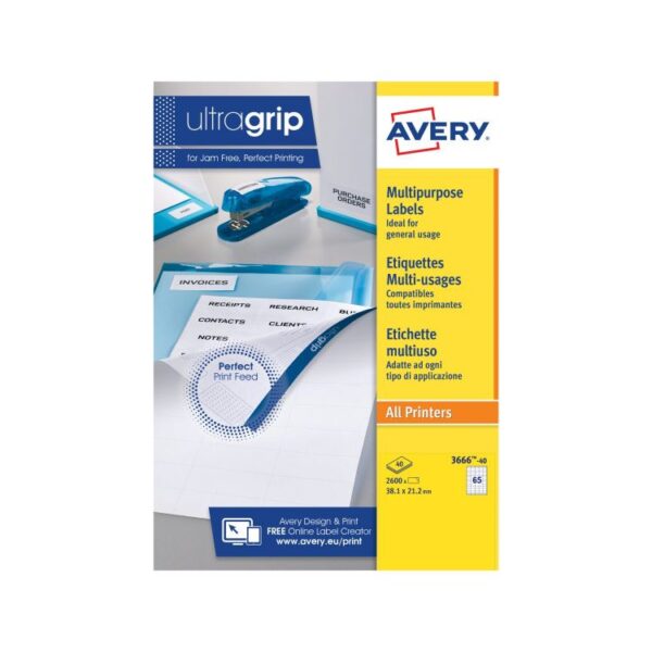 Avery 3666 Multipurpose Labels 40 sheets - 65 labels per sheet