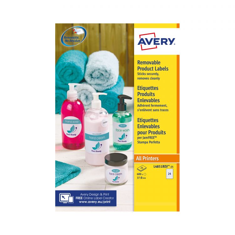 Avery L4851REV-25 37mm Removable Round Labels 25 Sheets - 24 Labels per Sheet Avery L4851REV-25 37mm Removable Round Labels 25 Sheets - 24 Labels per Sheet