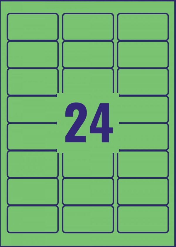 Avery L6033-20 Green Removable Labels 20 sheets - 24 Labels per sheet