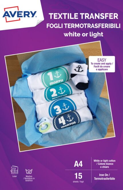Avery MD1004 210 x 297mm Textile Transfer Paper 15 Sheets