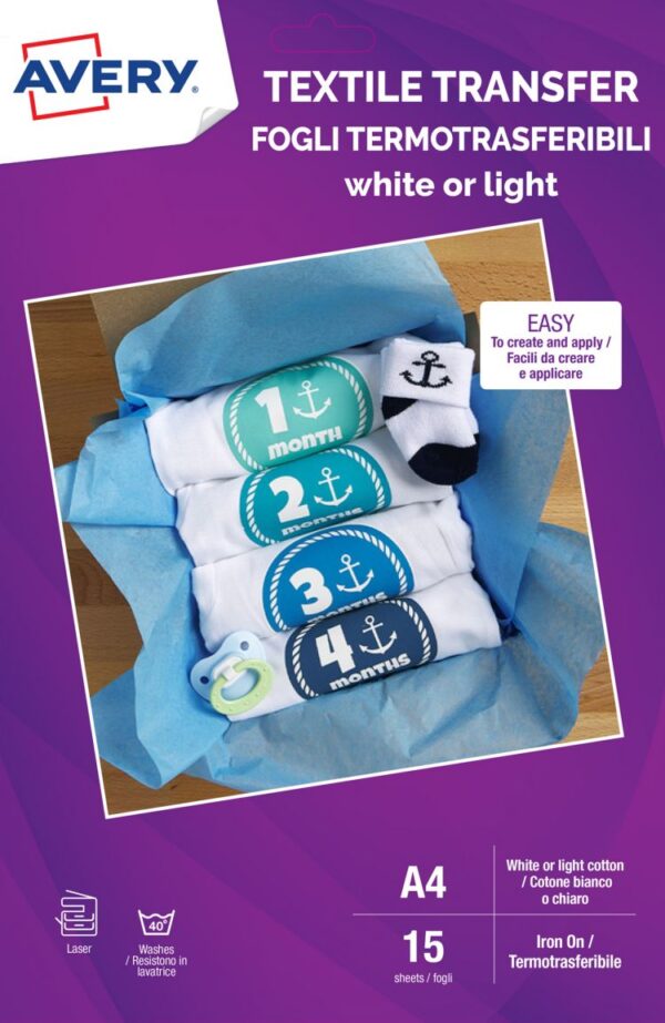 Avery MD1004 210 x 297mm Textile Transfer Paper 15 Sheets