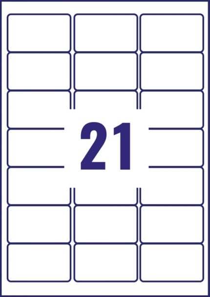 Avery MP7160-40 63.5 x 38.1mm Permanent Multipurpose Labels 40 Sheets - 21 Labels per sheet