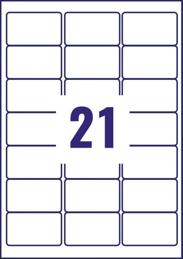 Avery MP7160-40 63.5 x 38.1mm Permanent Multipurpose Labels 40 Sheets - 21 Labels per sheet