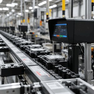 Industrial conveyor with a label printer